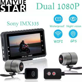 MT24 3' Motorcycle Sprint Cam Motorcycle DVR Dual 1080P Waterproof Camera SONY Sensor Recorder GPS/WiFi Night Vision Driving Recorder built in 32GB