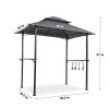 Outdoor Grill Gazebo 8 x 5 Ft; Shelter Tent; Double Tier Soft Top Canopy and Steel Frame with hook and Bar Counters; Grey