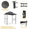 Outdoor Grill Gazebo 8 x 5 Ft; Shelter Tent; Double Tier Soft Top Canopy and Steel Frame with hook and Bar Counters; Grey