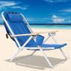 Portable High Strength Beach Chair with Adjustable Headrest Blue